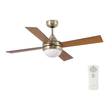 FARO 33705 - Stropný ventilátor ICARIA 2xE27/15W/230V lesklý chróm/hnedá + diaľkové ovládanie