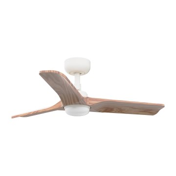 FARO 33805-1TW - LED stmievateľný stropný ventilátor HEYWOOD s LED/10W/230V 2700/3000/4000K drevo/biela priemer 90 cm + diaľkové ovládanie