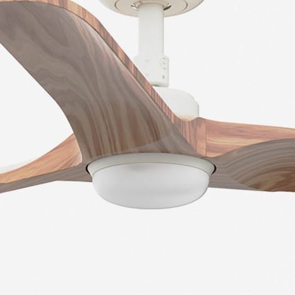 FARO 33805-1TW - LED stmievateľný stropný ventilátor HEYWOOD s LED/10W/230V 2700/3000/4000K drevo/biela priemer 90 cm + diaľkové ovládanie