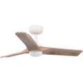 FARO 33805WT-1TW - LED stmievateľný stropný ventilátor HEYWOOD s LED/10W/230V 2700/3000/4000K drevodekor/biela pr. 90 cm Wi-Fi Tuya + diaľkové ovládanie