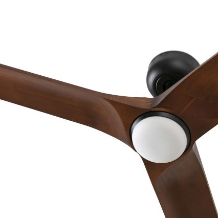 FARO 33806WT-1TW - LED Stmievateľný stropný ventilátor HEYWOOD S LED/10W/230V 2700/4000/6000K drevo/čierna pr. 90 cm Wi-Fi Tuya + diaľkové ovládanie