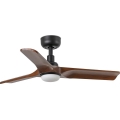 FARO 33806WT1S - LED stmievateľný stropný ventilátor HEYWOOD S LED/10W/230V 2700/3000/4000K pr. 90 cm drevo/čierna Wi-Fi Tuya + diaľkové ovládanie