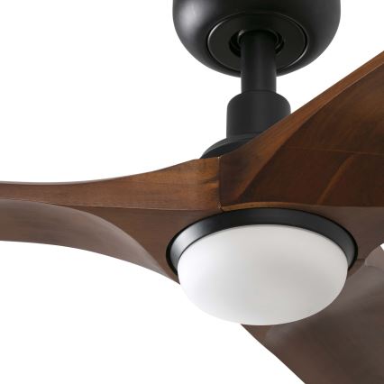 FARO 33806WT1S - LED stmievateľný stropný ventilátor HEYWOOD S LED/10W/230V 2700/3000/4000K pr. 90 cm drevo/čierna Wi-Fi Tuya + diaľkové ovládanie