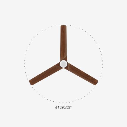 FARO 33809-1TW - Stmievateľný LED ventilátor HEYWOOD LED/10W/230V 2700/3000/4000K priemer 132 cm + diaľkové ovládanie