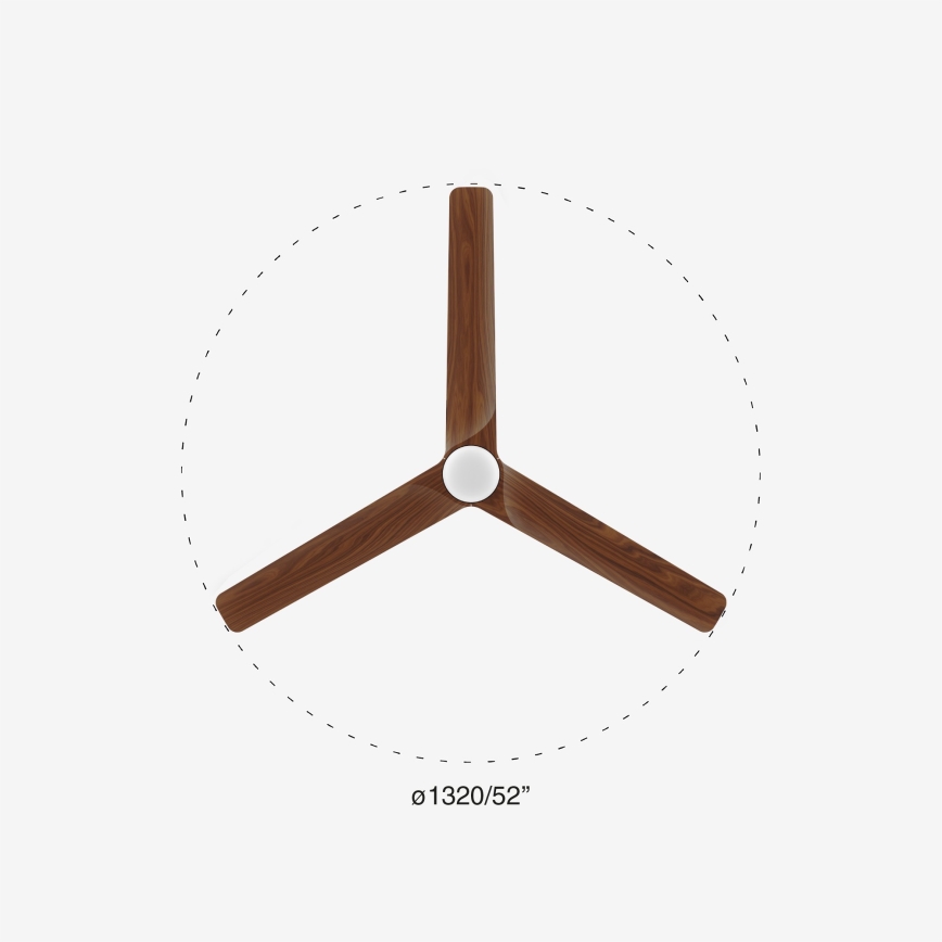 FARO 33809-1TW - Stmievateľný LED ventilátor HEYWOOD LED/10W/230V 2700/3000/4000K priemer 132 cm + diaľkové ovládanie