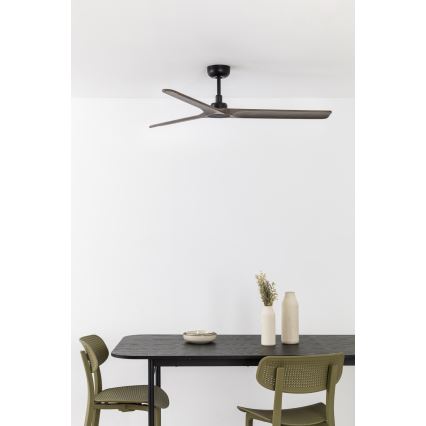 FARO 33809WT - Stropný ventilátor HEYWOOD L drevo/čierna pr. 132 cm Wi-Fi Tuya + diaľkové ovládanie