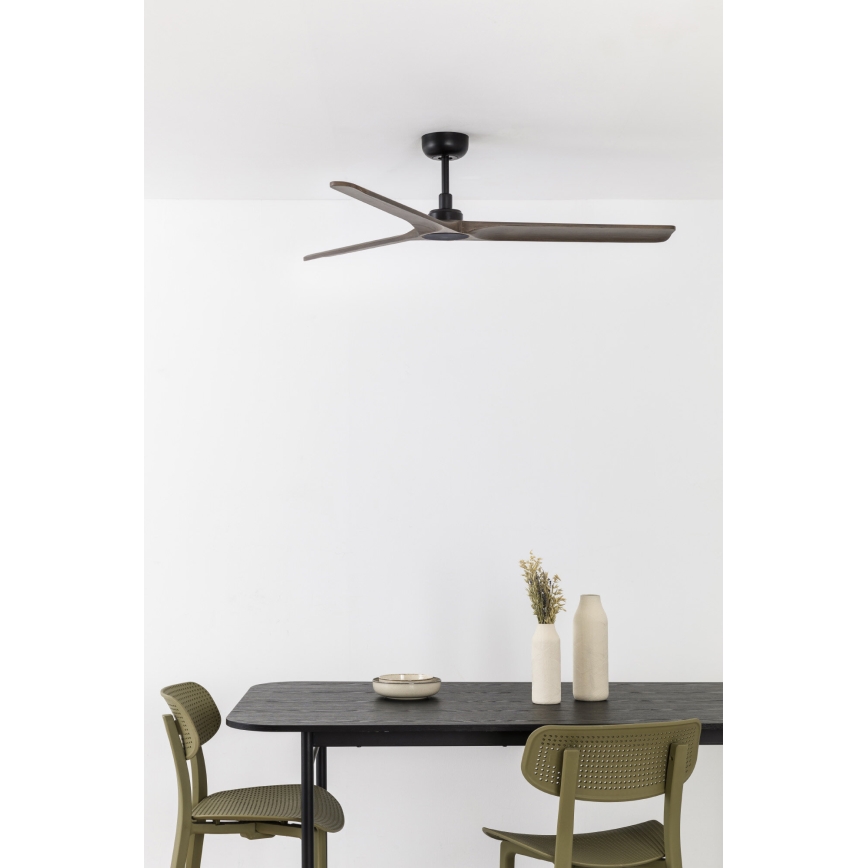 FARO 33809WT - Stropný ventilátor HEYWOOD L drevo/čierna pr. 132 cm Wi-Fi Tuya + diaľkové ovládanie