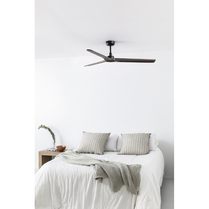 FARO 33809WT - Stropný ventilátor HEYWOOD L drevo/čierna pr. 132 cm Wi-Fi Tuya + diaľkové ovládanie