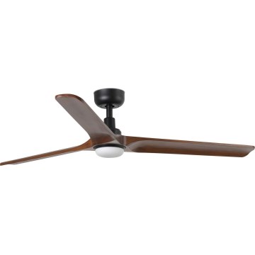 FARO 33809WT1S - LED stmievateľný stropný ventilátor HEYWOOD L LED/10W/230V 2700/3000/4000K pr. 132 cm drevo/čierna Wi-Fi Tuya + diaľkové ovládanie