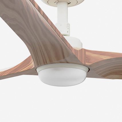 FARO 33810-1TW - LED stmievateľný stropný ventilátor HEYWOOD L LED/10W/230V 2700/3000/4000K drevo/biela priemer 132 cm + diaľkové ovládanie