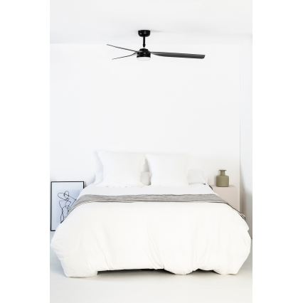 FARO 33815WT-21 - stmievateľný LED stropný ventilátor PUNT M LED/18W/230V 2700/3000/4000K čierny priemer 132 cm Wi-Fi Tuya + diaľkové ovládanie