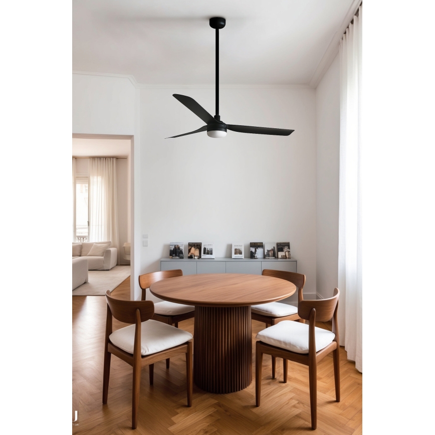 FARO 33815WT-21 - stmievateľný LED stropný ventilátor PUNT M LED/18W/230V 2700/3000/4000K čierny priemer 132 cm Wi-Fi Tuya + diaľkové ovládanie