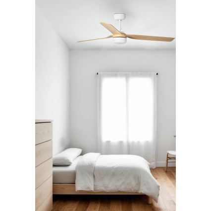 FARO 33816WT-20 - LED Stmievateľný stropný ventilátor PUNT M LED/18W/230V hnedá/biela pr. 132 cm Wi-Fi Tuya + diaľkové ovládanie