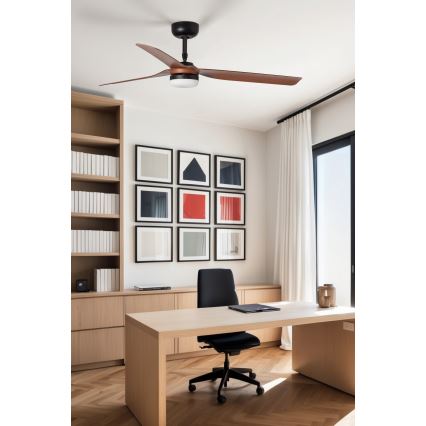 FARO 33817WT-21 - LED stmievateľný stropný ventilátor PUNT M LED/18W/230V hnedá/čierna priemer 132 cm Wi-Fi Tuya + diaľkové ovládanie