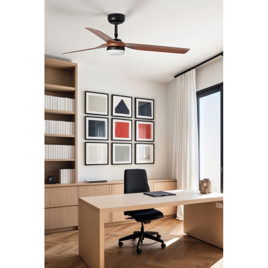 FARO 33817WT-21 - LED stmievateľný stropný ventilátor PUNT M LED/18W/230V hnedá/čierna priemer 132 cm Wi-Fi Tuya + diaľkové ovládanie
