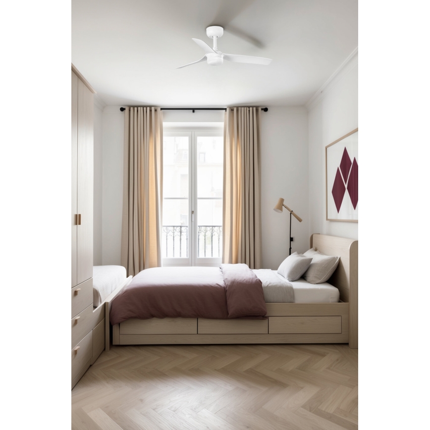 FARO 33820-1TW - LED stmievateľný stropný ventilátor MINI PUNT s LED/10W 2700/3000/4000K biely, priemer 90 cm + diaľkové ovládanie