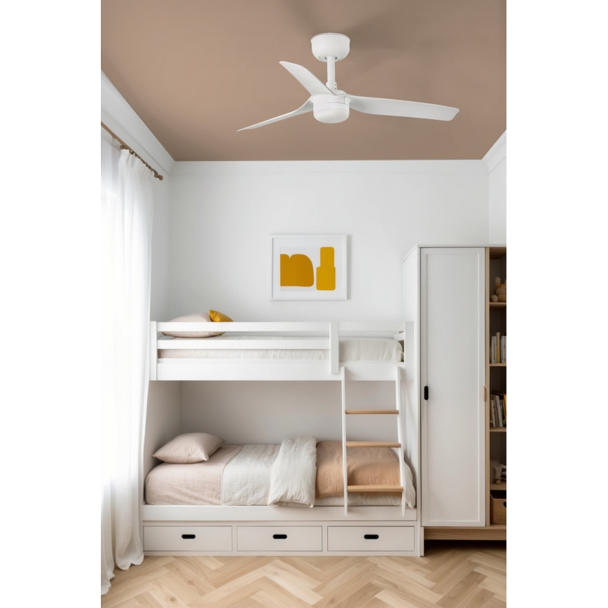 FARO 33820WT-1TW - LED stlmiteľný stropný ventilátor MINI PUNT s LED/10W/230V 2700/3000/4000K biela priemer 90 cm Wi-Fi Tuya + diaľkové ovládanie