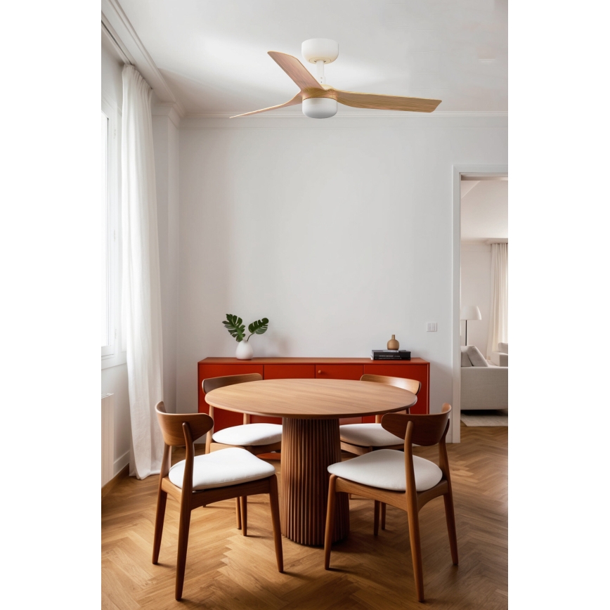 FARO 33821WT-1TW - LED Stmievateľný stropný ventilátor MINI PUNT S LED/10W/230V 2700/4000/6000K hnedá/biela pr. 90 cm Wi-Fi Tuya + diaľkové ovládanie