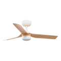 FARO 33821WT-1TW - LED Stmievateľný stropný ventilátor MINI PUNT S LED/10W/230V 2700/4000/6000K hnedá/biela pr. 90 cm Wi-Fi Tuya + diaľkové ovládanie