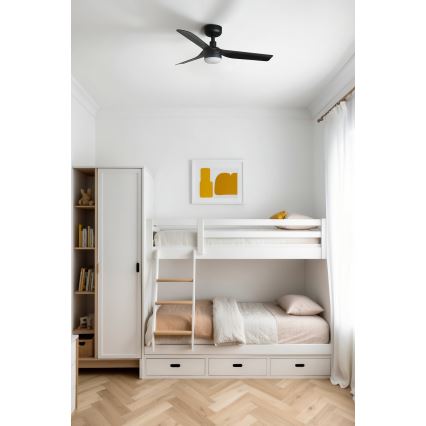 FARO 33822-1TW - LED stmievateľný stropný ventilátor MINI PUNT s LED/10W 2700/3000/4000K čierny pr. 90 cm + diaľkové ovládanie