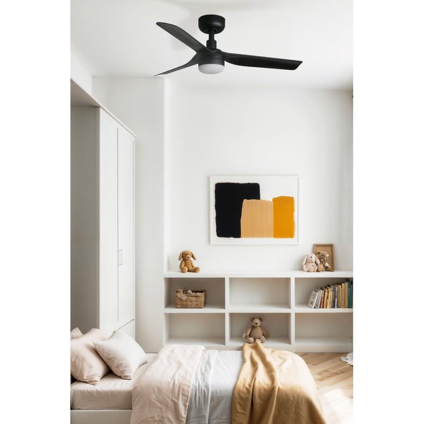 FARO 33822WT-1TW - LED Stmievateľný stropný ventilátor MINI PUNT S LED/10W/230V 2700/4000/6000K čierna pr. 90 cm Wi-Fi Tuya + diaľkové ovládanie
