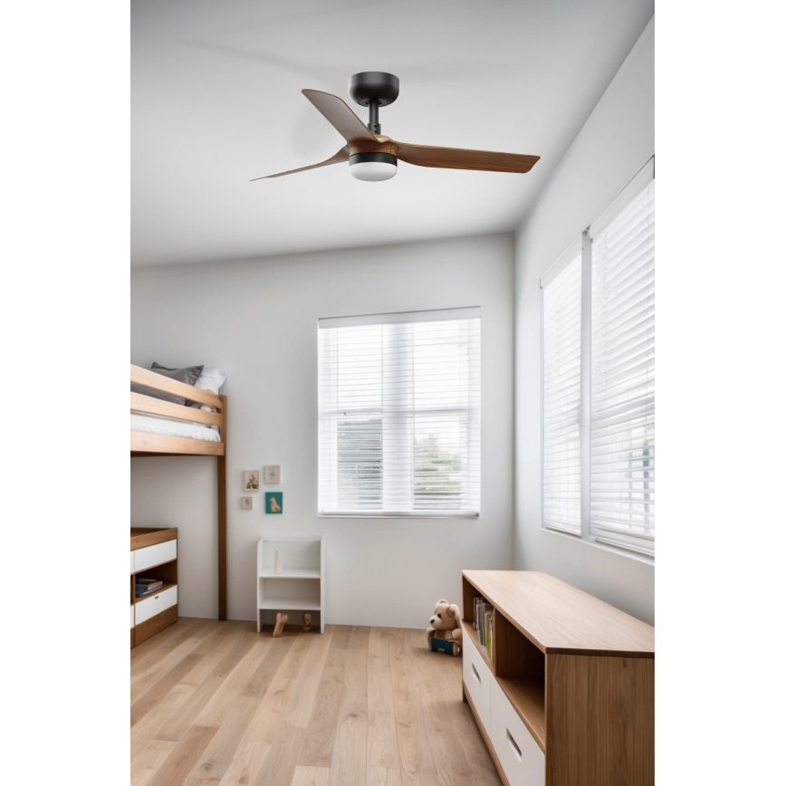 FARO 33823WT-1TW - LED Stmievateľný stropný ventilátor MINI PUNT S LED/10W/230V 2700/4000/6000K hnedá/čierna pr. 90 cm Wi-Fi Tuya + diaľkové ovládanie