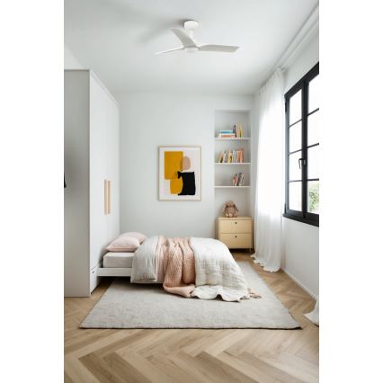 FARO 33824-1TW - LED stmievateľný stropný ventilátor HEY S LED/10W/230V 2700/3000/4000K biela pr. 90 cm + diaľkové ovládanie