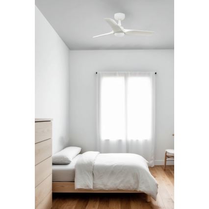 FARO 33824WT-1TW - LED Stmievateľný stropný ventilátor HEY S LED/10W/230V 2700/4000/6000K biela pr. 90 cm Wi-Fi Tuya + diaľkové ovládanie