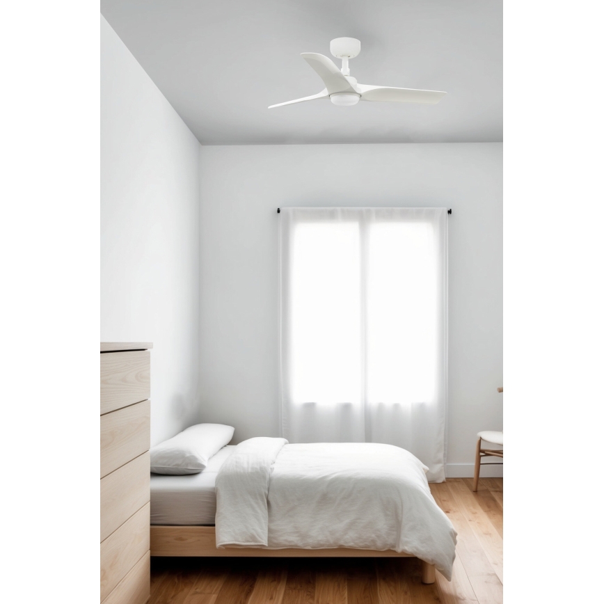 FARO 33824WT-1TW - LED Stmievateľný stropný ventilátor HEY S LED/10W/230V 2700/4000/6000K biela pr. 90 cm Wi-Fi Tuya + diaľkové ovládanie