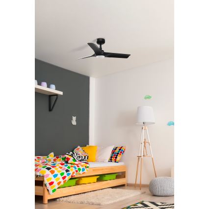 FARO 33825-1TW - LED Stmievateľný stropný ventilátor HEY S LED/10W/230V 2700/3000/4000K čierna pr. 90 cm + diaľkové ovládanie