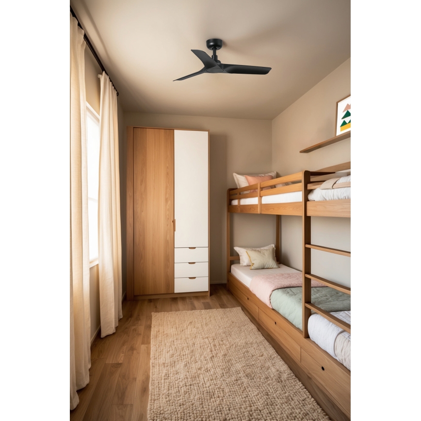 FARO 33825WP - Stropný ventilátor HEY S čierna pr. 90 cm SMART + diaľkové ovládanie