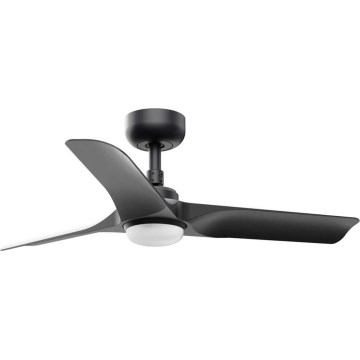 FARO 33825WT1S - LED stmievateľný stropný ventilátor HEY S, 10 W, 230 V, 2700/3000/4000 K, Ø 90 cm, čierny, Wi‑Fi Tuya + diaľkové ovládanie