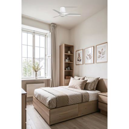 FARO 33826WT-1TW - LED Stmievateľný stropný ventilátor HEY TUB S LED/10W/230V 2700/4000/6000K biela pr. 90 cm Wi-Fi Tuya + diaľkové ovládanie