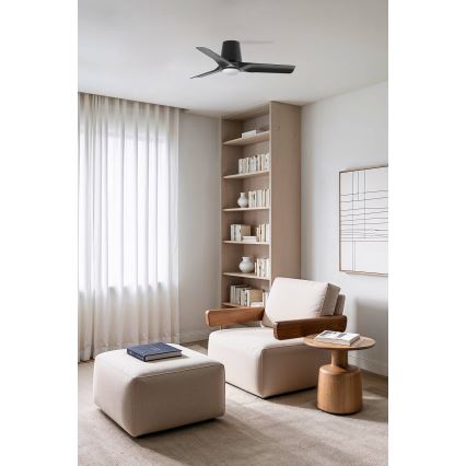 FARO 33827-1TW - LED stmievateľný stropný ventilátor HEY TUB s LED/10W/230V 2700/3000/4000K čierna priemer 90 cm + diaľkové ovládanie