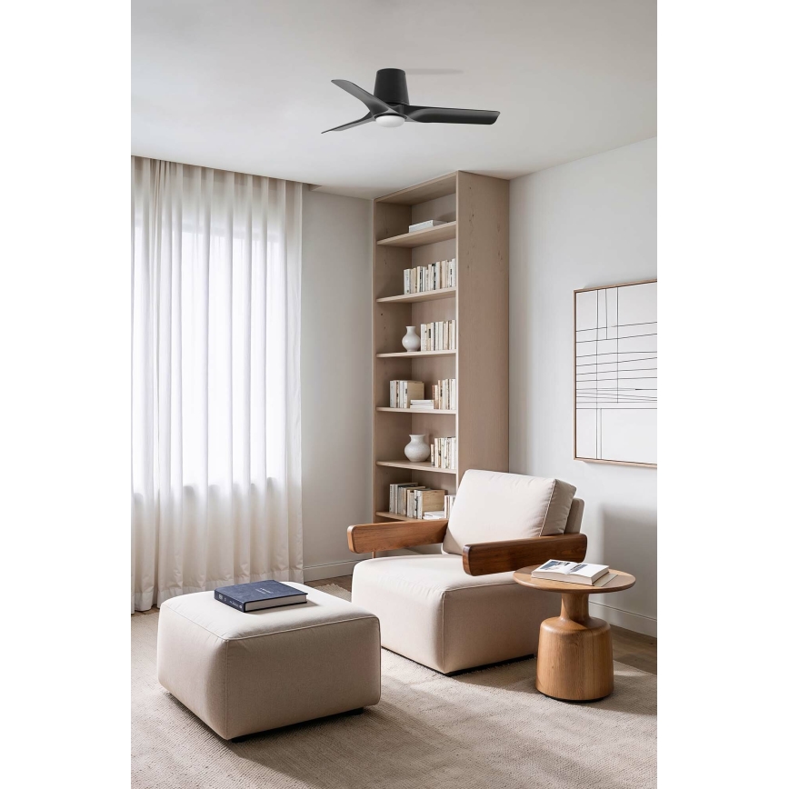 FARO 33827-1TW - LED stmievateľný stropný ventilátor HEY TUB s LED/10W/230V 2700/3000/4000K čierna priemer 90 cm + diaľkové ovládanie