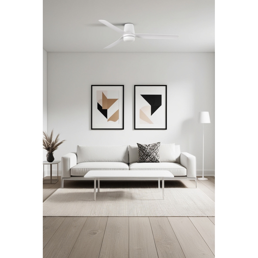 FARO 33828-1TW - LED Stmievateľný stropný ventilátor PUNT TUB M LED/18W/230V 3000/4200/6500K pr. 130 cm biela + diaľkové ovládanie