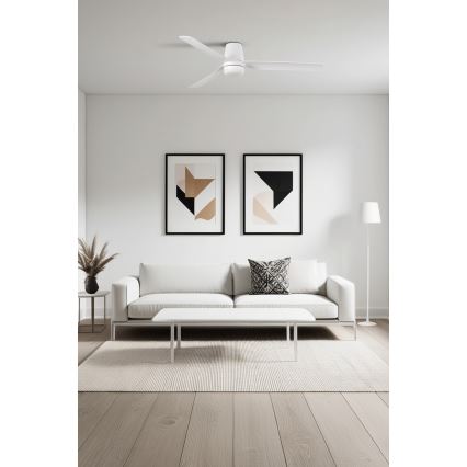 FARO 33828-1TW - LED stmievateľný stropný ventilátor PUNT TUB M LED/18W/230V 2700/3000/4000K priemer 130 cm biela + diaľkové ovládanie