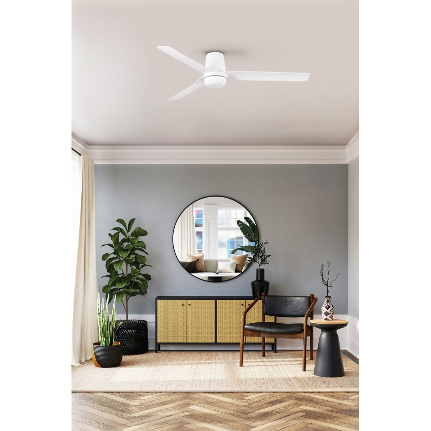FARO 33828WT-1TW - LED Stmievateľný stropný ventilátor PUNT TUB M LED/18W/230V 3000/4200/6500K biela pr. 132 cm Wi-Fi Tuya + diaľkové ovládanie