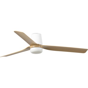 FARO 33829-1TW - LED stmievateľný stropný ventilátor PUNT TUB M LED/18W/230V 2700/3000/4000K pr. 130 cm biela/hnedá+ diaľkové ovládanie