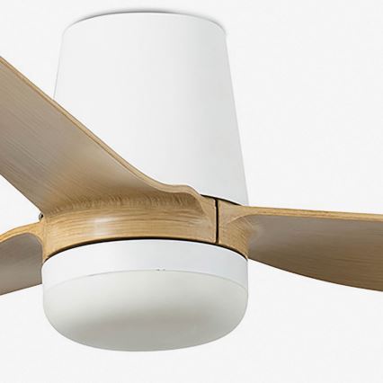 FARO 33829-1TW - LED stmievateľný stropný ventilátor PUNT TUB M LED/18W/230V 2700/3000/4000K pr. 130 cm biela/hnedá+ diaľkové ovládanie