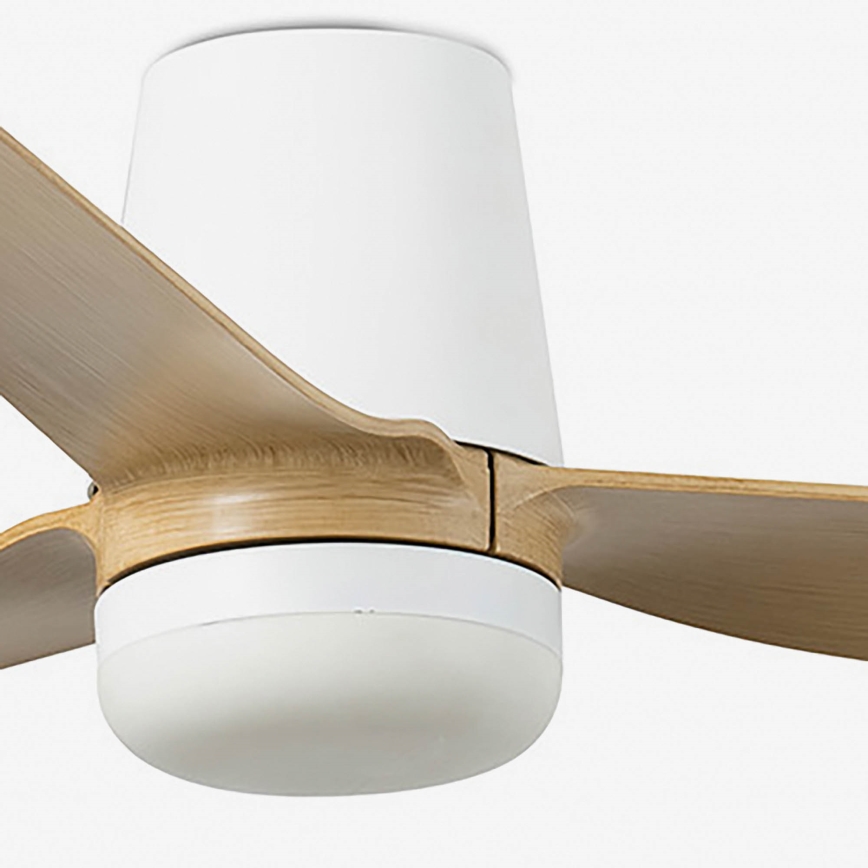 FARO 33829-1TW - LED stmievateľný stropný ventilátor PUNT TUB M LED/18W/230V 2700/3000/4000K pr. 130 cm biela/hnedá+ diaľkové ovládanie