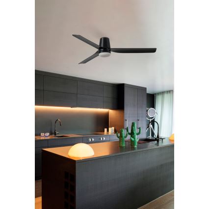 FARO 33829-1TW - LED stmievateľný stropný ventilátor PUNT TUB M LED/18W/230V 2700/3000/4000K pr. 130 cm biela/hnedá+ diaľkové ovládanie