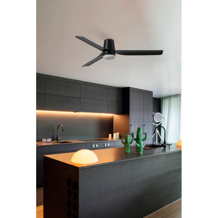 FARO 33829-1TW - LED stmievateľný stropný ventilátor PUNT TUB M LED/18W/230V 2700/3000/4000K pr. 130 cm biela/hnedá+ diaľkové ovládanie