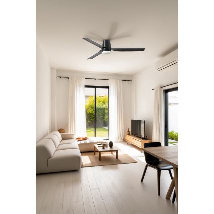 FARO 33830-1TW - LED Stmievateľný stropný ventilátor PUNT TUB M LED/18W/230V 3000/4200/6500K pr. 130 cm čierna + diaľkové ovládanie