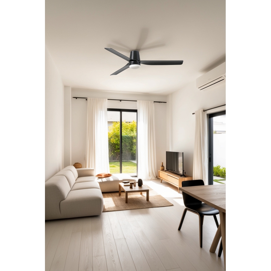 FARO 33830-1TW - LED Stmievateľný stropný ventilátor PUNT TUB M LED/18W/230V 3000/4200/6500K pr. 130 cm čierna + diaľkové ovládanie