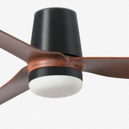 FARO 33831WT1S - LED stmievateľný stropný ventilátor PUNT TUB M LED/18W/230V 2700/3000/4000K pr.132 cm hnedá/čierna Wi-Fi Tuya + diaľkové ovládanie