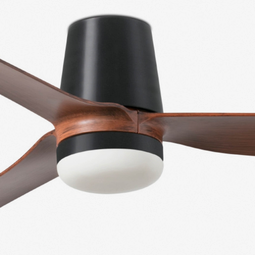 FARO 33831WT1S - LED stmievateľný stropný ventilátor PUNT TUB M LED/18W/230V 2700/3000/4000K pr.132 cm hnedá/čierna Wi-Fi Tuya + diaľkové ovládanie