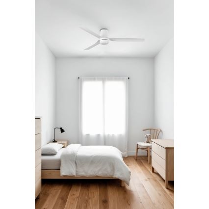 FARO 33832WT-1TW - LED Stmievateľný stropný ventilátor MINI PUNT TUB S LED/10W/230V 2700/4000/6000K biela pr. 90 cm Wi-Fi Tuya + diaľkové ovládanie