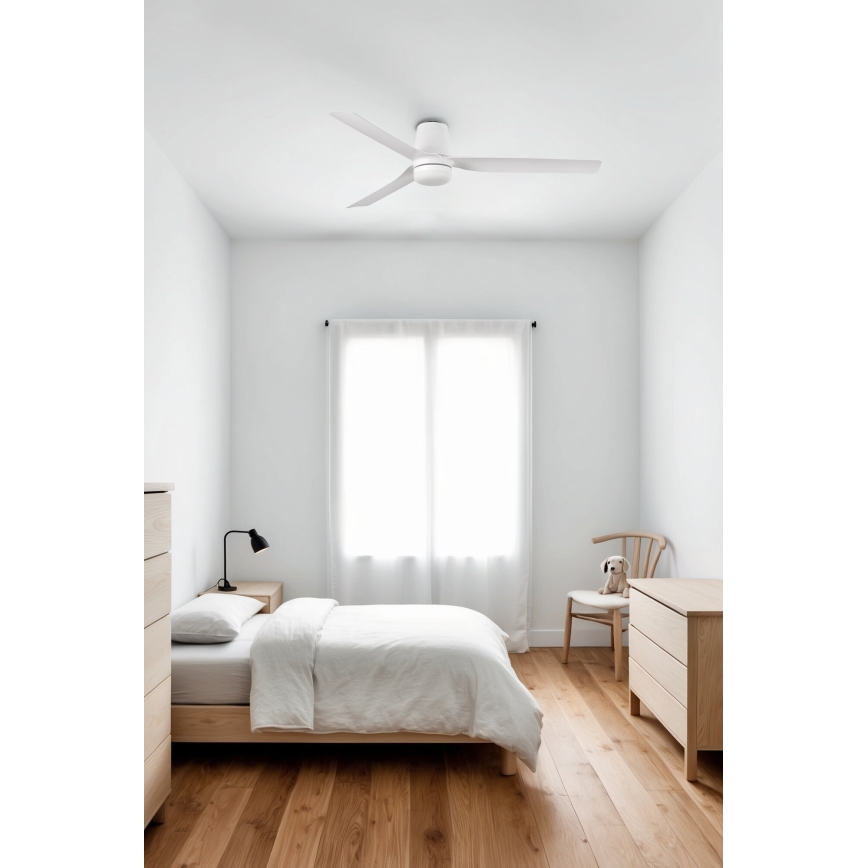 FARO 33832WT-1TW - LED Stmievateľný stropný ventilátor MINI PUNT TUB S LED/10W/230V 2700/4000/6000K biela pr. 90 cm Wi-Fi Tuya + diaľkové ovládanie