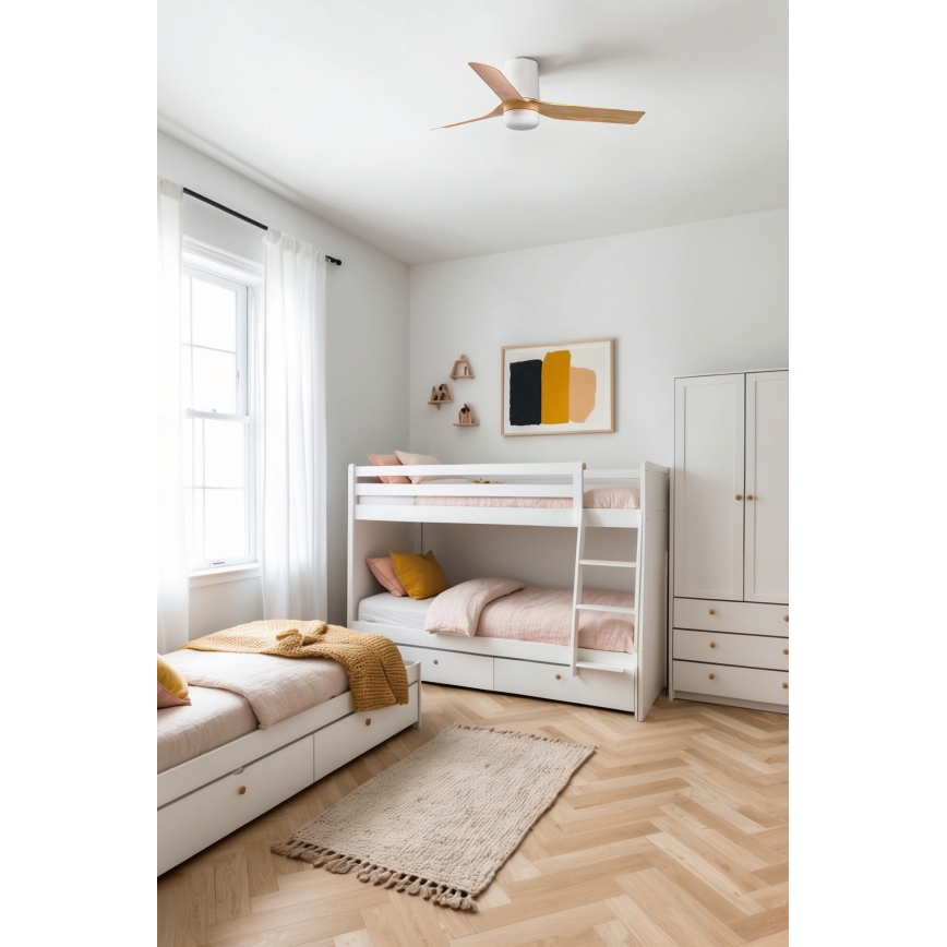 FARO 33833-1TW - LED stmievateľný stropný ventilátor MINI PUNT TUB s LED/10W/230V 2700/3000/4000K priemer 90 cm hnedá/biela + diaľkové ovládanie